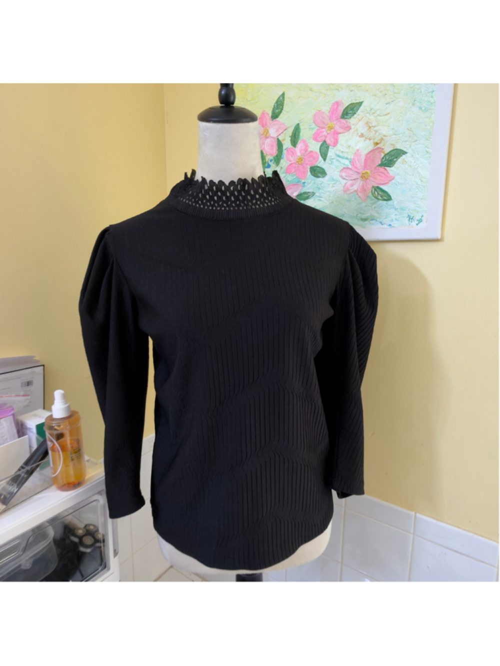 Women's Zara Black Long Sleeve Blouse Size M